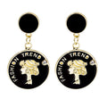 Cameo Profile Medallion and Black Top Statement Drop Earrings view 5