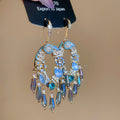 Blue and Green Faceted Stone Chandelier Hook Earrings view 6