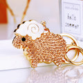 Jeweled Sheep Keychain with White Enamel Head and Gold Tone Body view 3