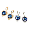 Heart Evil Eye Huggie Drop Earrings in Gold and Silver Tone view 5