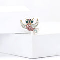 Colorful Crystal Owl Brooch In Blue And Pink Designs view 4