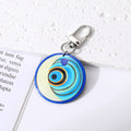 Silver Tone Round Printed Evil Eye Clip Keychains in Eight Designs view 2