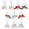 Faux Pearl Bow Keychain Silver Ring Ten Ribbon Colors view 5
