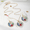 Round Pressed Flower Pendant Necklace and Earring Options view 4