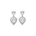 Silver Tone Crystal Heart Drop Stud Earrings Three Styles view 5