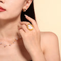 Gold Titanium Steel Irregular Imitation Pearl Ring Size 7 view 2