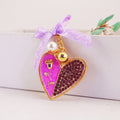 Heart Rose Rhinestone Keychain With Ribbon Bow And Pearl-Like Beads view 9