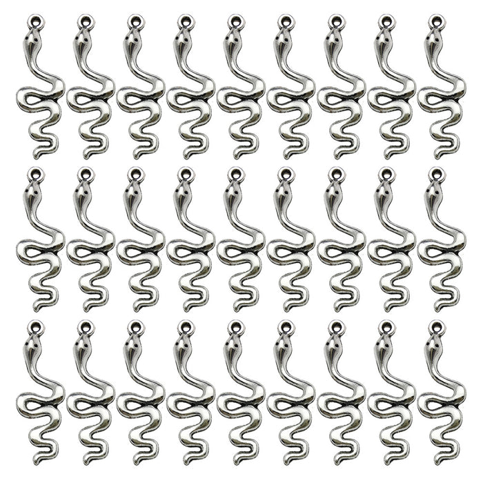 Antique Silver Snake Metal Charms for Jewelry and Craft Projects