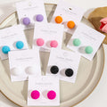 Beaded Ball Heart Stud Earrings Colorful Seed Bead Texture view 1