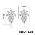 Marquise Clear Stone Leaf Cluster Stud Earrings Two Tones view 5