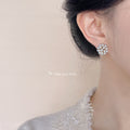 White Pearl Cluster Flower Stud Earrings Gold Base view 3