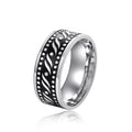 Steel Flame Leaf Dot Inlay Wide Band Ring Metal Alloy view 5