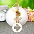 Crystal Four Leaf Clover Medallion Keychains with Pom and Loop Options view 6