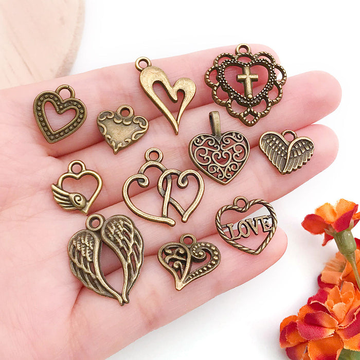 Gold-Tone Heart Metal Charms with 26 Listed Options