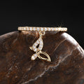 Butterfly Dangle Pavé Band Ring Gold Silver Black Tones view 2