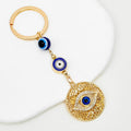 Rhinestone Evil Eye Beaded Chain Keychain Gold Tone view 3