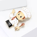 Waving Chef Enamel Brooch With White Hat and Wooden Spoon view 3