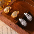 Teardrop Stud Earrings Zircon Pave Panel Gold Silver Metal view 4