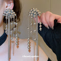Silver Tone Beaded Chain Chandelier Earrings Fashion Jewelry view 1