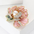 Scalloped Enamel Peony Brooch in Four Colors With Pearl view 3
