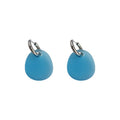 Silver Mini Huggie Hoop Frosted Aqua Acrylic Drop Pair view 5