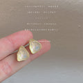 Gold Tone Irregular Translucent Cream Stone Like Stud Earrings view 4