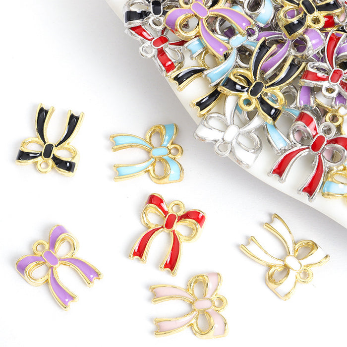 Enamel Ribbon Bow Jewelry Components For DIY Earrings And Bracelets Charms