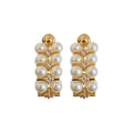 Clustered Pearl Huggie Earrings in Silver or Gold Tone view 5