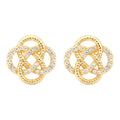 Gold Interlocking Knot Pave Crystal Geometric Stud Earrings view 5