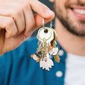 Gold Enamel Ghost Witch Cowboy Charm Keychain Three view 4