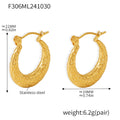 Dimpled Texture C Shape Hoop Earrings Steel Gold Stainless view 7