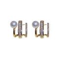 Gold Tone Geometric Pearl Stud Earrings In Two Designs view 5