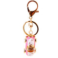 Car-Shaped Metal Keychain With Gold-Tone Trim and Clear Stone Accents view 5