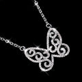 Silver Tone Openwork Butterfly Crystal Pendant Necklace view 2