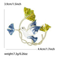 Enamel Doves and Leafy Branch Brooch Pin Decorative Jewelry view 5