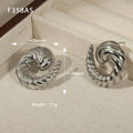 Twisted Spiral C-Shape Stud Earrings Gold Silver Titanium Steel view 6