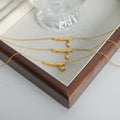 Gold Bamboo Bar Pendant Necklace Leaf Dangle Charm view 2