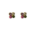 Multicolor Four Stone Flower Mini Stud Earrings Gold Tone view 5