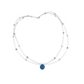 Silver Tone Double Strand Necklace With Blue Round Pendant view 5
