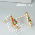 Multicolor Christmas Tree Stud Earrings in Gold Tone view 4