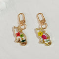 Gold Tone Pressed Flower Cat Resin Clip Keychains in Eight Designs view 5