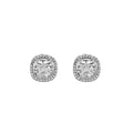 Silver Square Crystal Stud Earrings Clear Bow Halo view 5