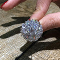 Oversized Round Floral Cluster Statement Ring In Silver Tone view 2