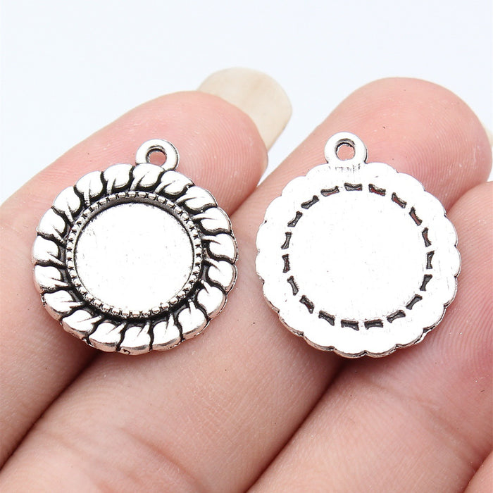 Twisted-Rope Round 12 mm Pendant Setting in Silver Tone