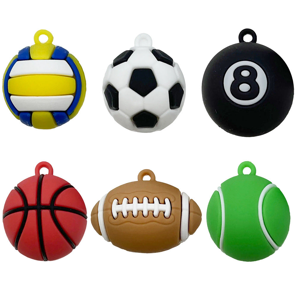 Zinc Alloy Blue Football Figure Charm Pendant for DIY Keychain Bag Decor Phone Strap Accessories