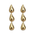 Triple Polished Teardrop Link Long Drop Stud Earrings view 5