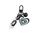 Glitter Heart Charm Keychain With Bell And Acrylic Chain view 5