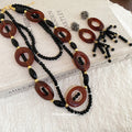 Black Brown Circle Bead Necklace Tassel Earring Styles view 2