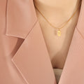 Gold Steel Rose Number 7 Dog Tag Snake Chain Necklaces view 6