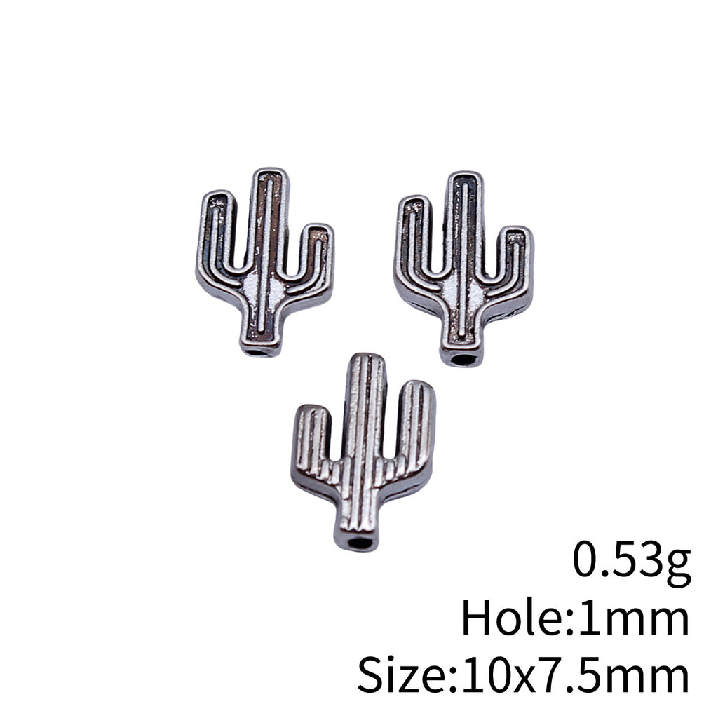 10x7.5mm 0.53g Antique Silver Zinc Alloy Cactus Small Hole Beads for Bracelet Necklace DIY Making